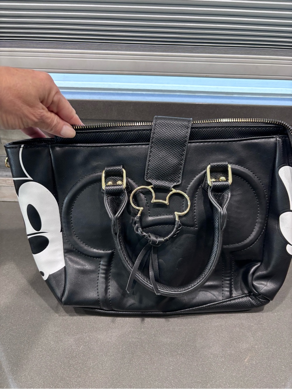 Disney Black Mickey Silhouette Satchel with Gold Accent